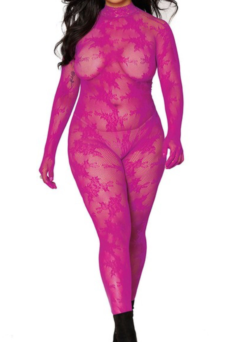 Violet fishnet bodysuit