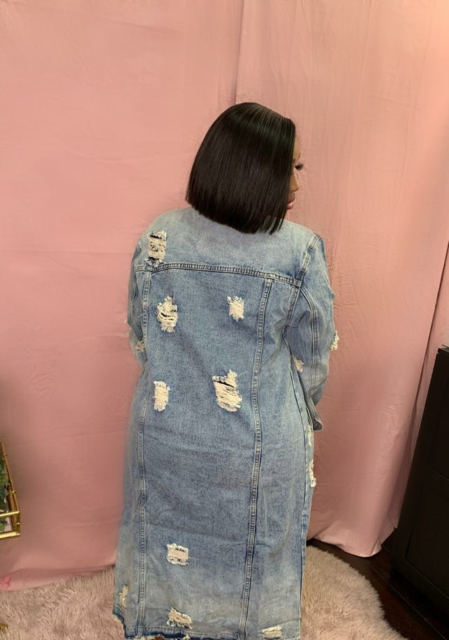 Distress jean jacket